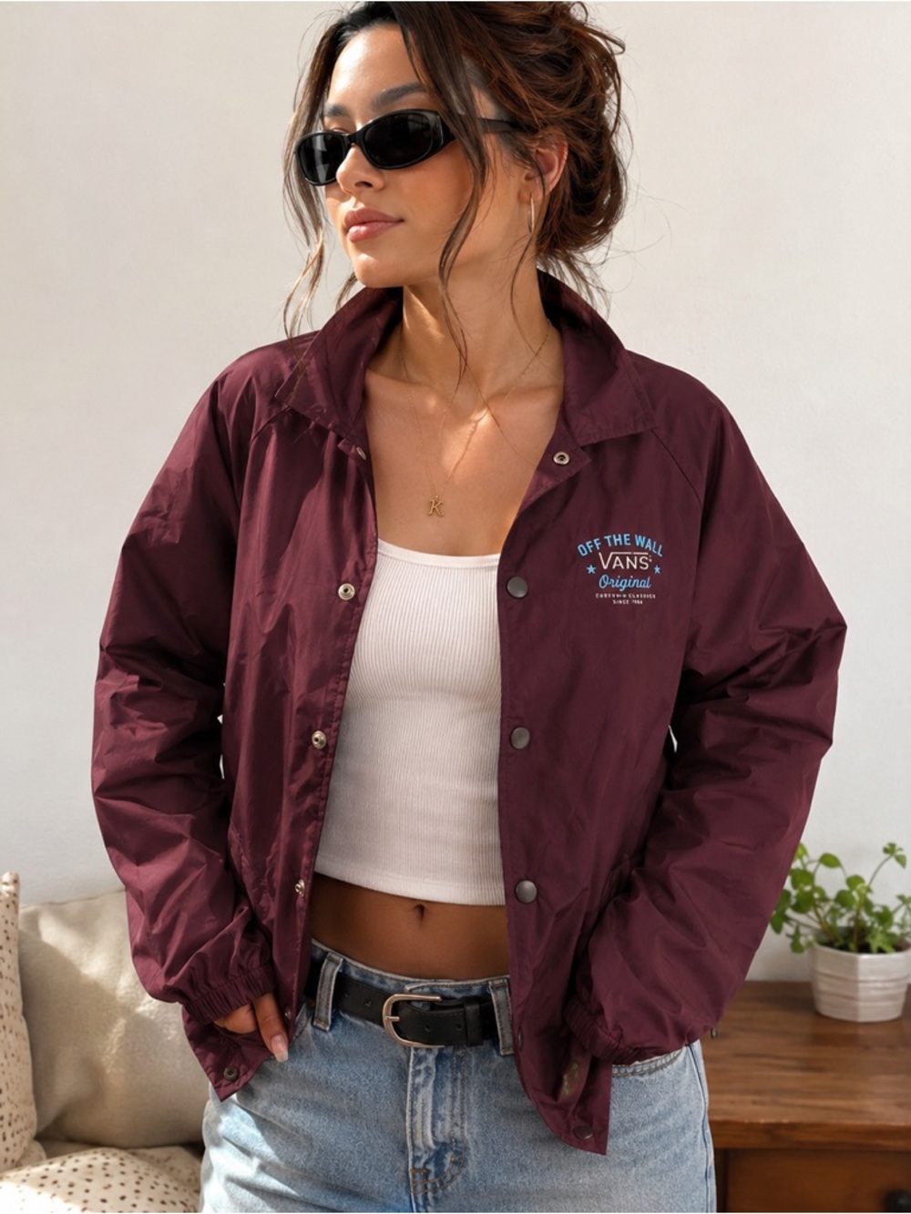 Vans Off The Wall Torrey Coaches Jacket Windbreaker Burgundy